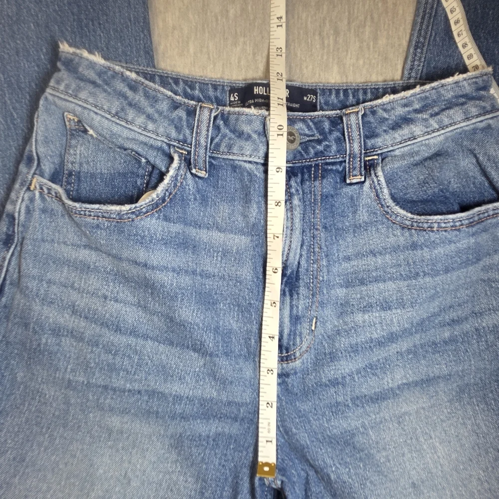 Hollister 90s Ultra High Rise Blue Denim Jeans  And Mom Shorts Bundle Size 27 - Picture 9 of 10